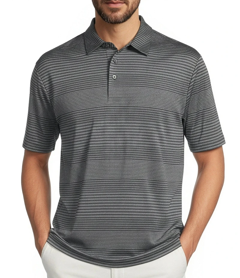 Roundtree & Yorke Performance Short Sleeve Striped Polo Shirt