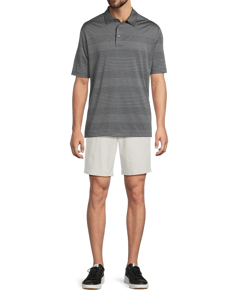 Roundtree & Yorke Performance Short Sleeve Striped Polo Shirt