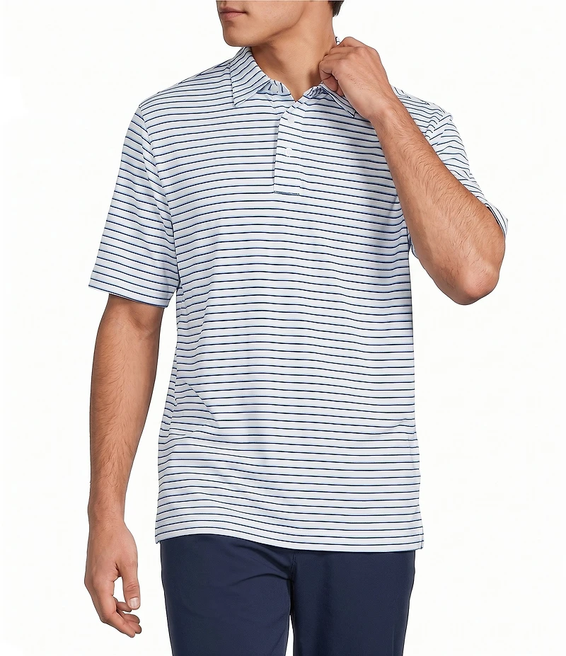 Roundtree & Yorke Performance Short Sleeve Striped Polo Shirt