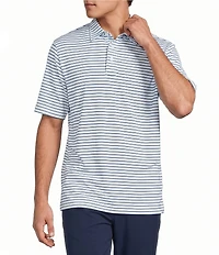 Roundtree & Yorke Performance Short Sleeve Striped Polo Shirt