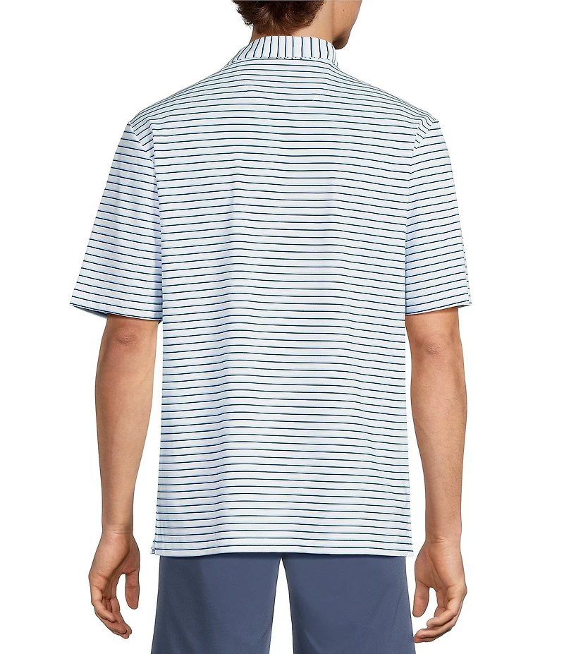 Roundtree & Yorke Performance Short Sleeve Striped Polo Shirt