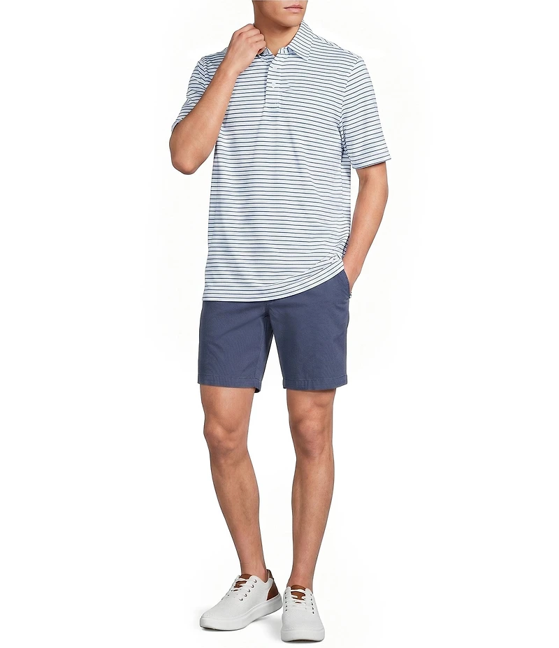 Roundtree & Yorke Performance Short Sleeve Striped Polo Shirt