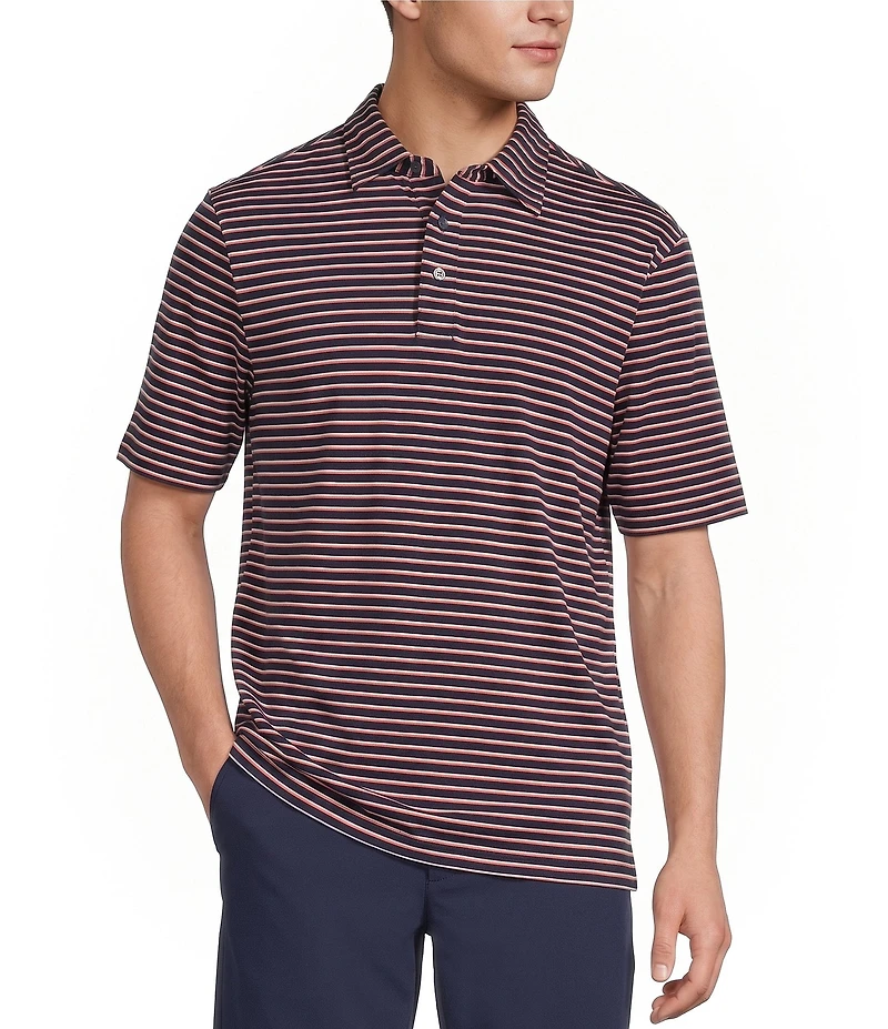 Roundtree & Yorke Performance Short Sleeve Striped Polo Shirt