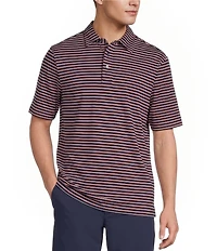 Roundtree & Yorke Performance Short Sleeve Striped Polo Shirt