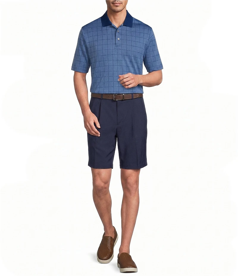 Roundtree & Yorke Performance Short Sleeve Windowpane Jacquard Polo Shirt