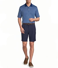 Roundtree & Yorke Performance Short Sleeve Windowpane Jacquard Polo Shirt