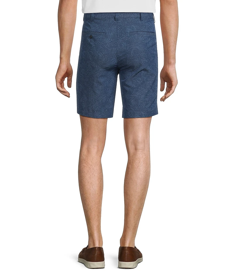 Roundtree & Yorke Performance Straight Fit Flat Front 9#double; Leaf Printed Shorts