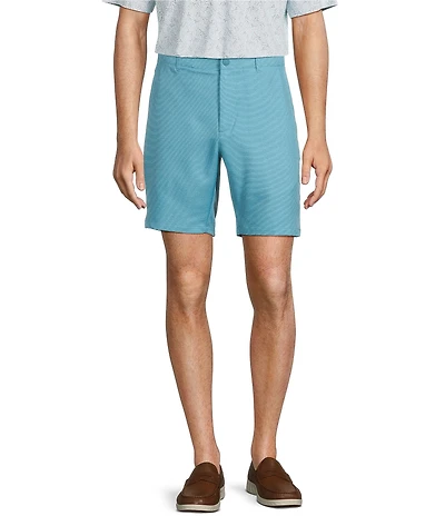 Roundtree & Yorke Performance Stretch Fabric Classic Fit Flat Front 8#double; Horizontal Texutred Shorts