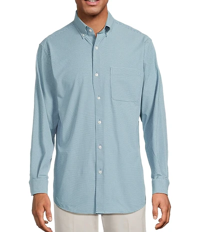 Roundtree & Yorke Performance Stretch The Traveler Long Sleeve Small Check Twill Sport Shirt