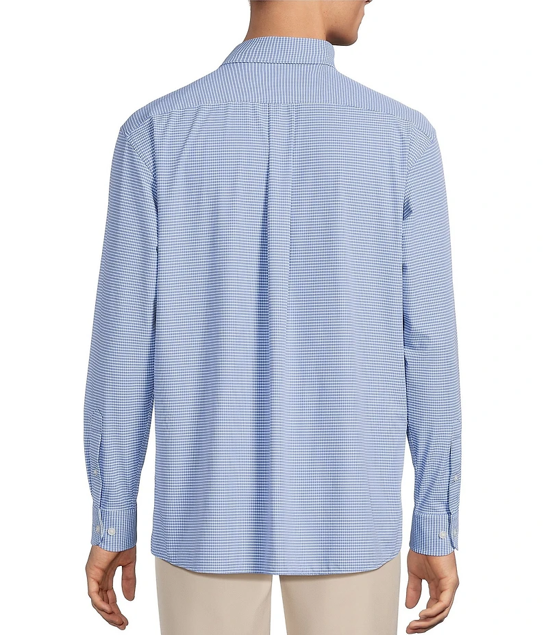 Roundtree & Yorke Performance Stretch The Traveler Long Sleeve Small Check Twill Sport Shirt
