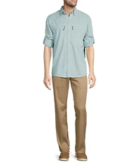 Roundtree & Yorke Performance The Charter Long Sleeve Vented Small Plaid Sport Shirt