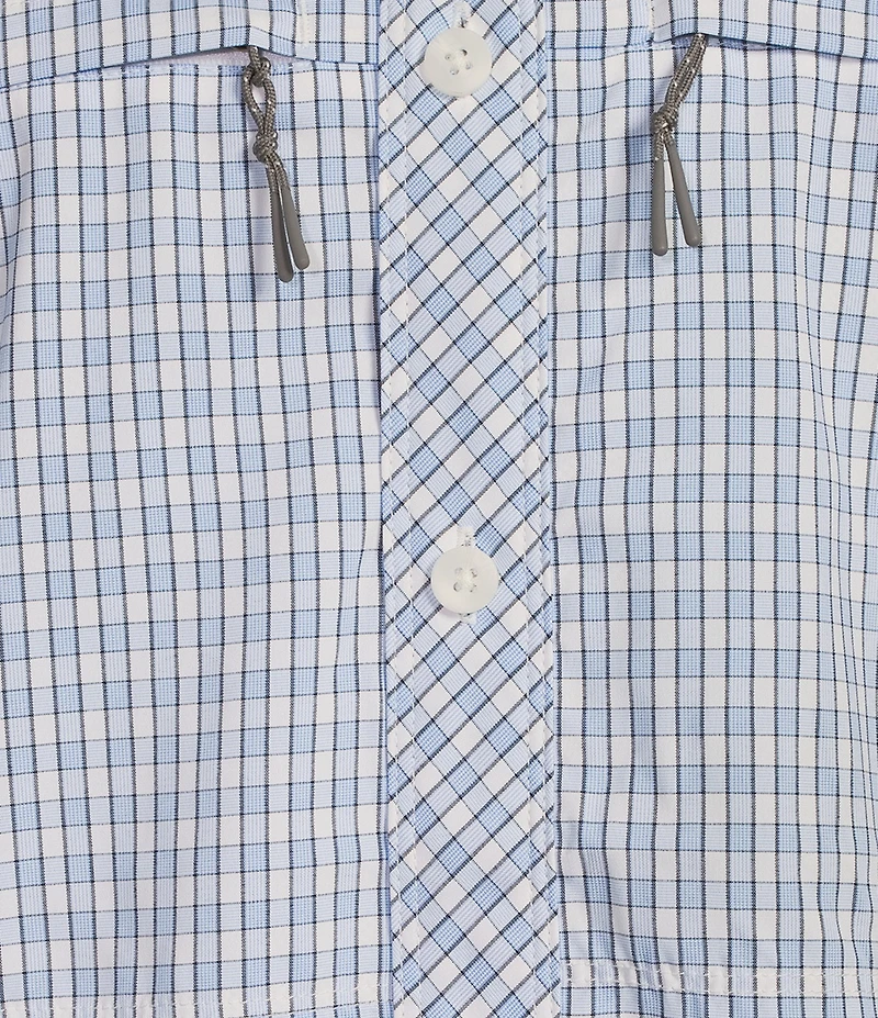 Roundtree & Yorke Performance The Charter Long Sleeve Vented Small Plaid Sport Shirt