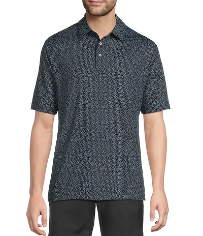 Roundtree & Yorke Performance The Fairway Short Sleeve Geo Line Print Polo Shirt