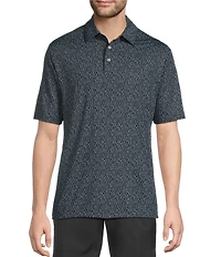 Roundtree & Yorke Performance The Fairway Short Sleeve Geo Line Print Polo Shirt