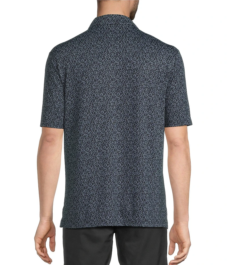 Roundtree & Yorke Performance The Fairway Short Sleeve Geo Line Print Polo Shirt