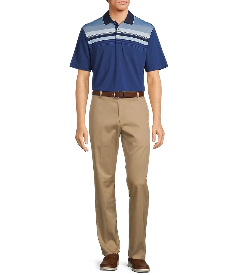 Roundtree & Yorke Performance The Fairway Short Sleeve Placed Chest Stripe Polo Shirt