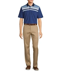 Roundtree & Yorke Performance The Fairway Short Sleeve Placed Chest Stripe Polo Shirt