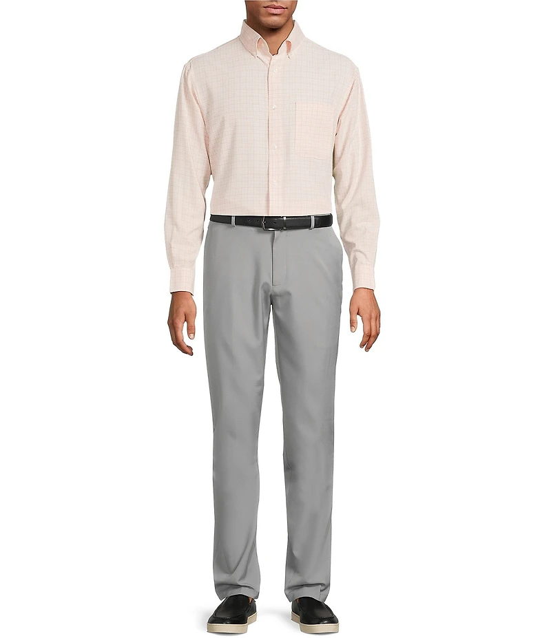 Roundtree & Yorke Performance The Traveler Long Sleeve Checked Chambray Sport Shirt