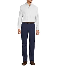Roundtree & Yorke Performance The Traveler Long Sleeve Geo Print Twill Sport Shirt