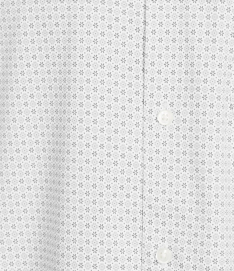 Roundtree & Yorke Performance The Traveler Long Sleeve Geo Print Twill Sport Shirt