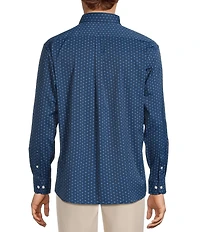 Roundtree & Yorke Performance The Traveler Long Sleeve Geometric Chambray Sport Shirt