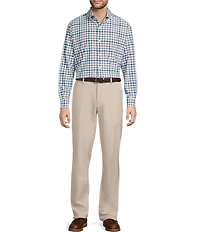 Roundtree & Yorke Performance The Traveler Long Sleeve Large Check Twill Sport Shirt