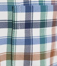 Roundtree & Yorke Performance The Traveler Long Sleeve Large Check Twill Sport Shirt
