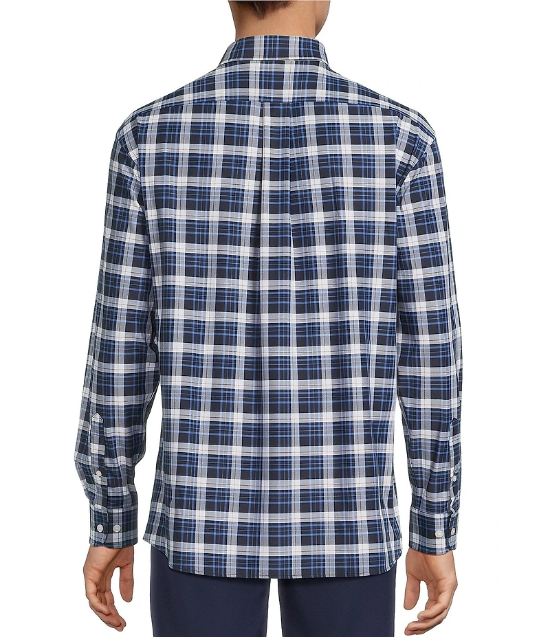 Roundtree & Yorke Performance The Traveler Long Sleeve Large Plaid Twill Sport Shirt