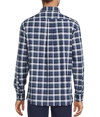 Roundtree & Yorke Performance The Traveler Long Sleeve Large Plaid Twill Sport Shirt