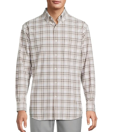 Roundtree & Yorke Performance The Traveler Long Sleeve Large Plaid Twill Sport Shirt