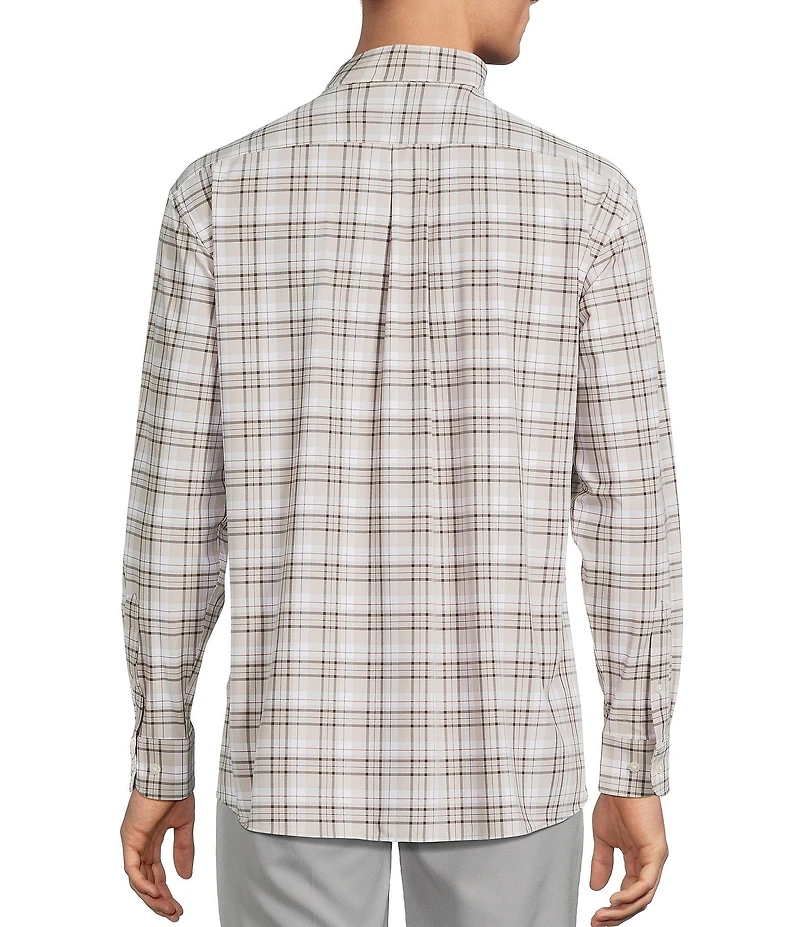 Roundtree & Yorke Performance The Traveler Long Sleeve Large Plaid Twill Sport Shirt