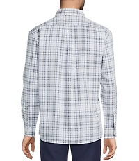 Roundtree & Yorke Performance The Traveler Long Sleeve Plaid Chambray Sport Shirt