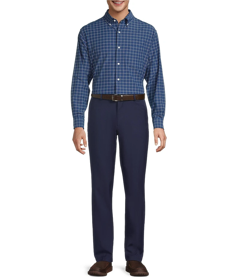 Roundtree & Yorke Performance The Traveler Long Sleeve Plaid Twill Sport Shirt