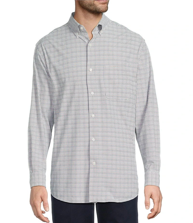 Roundtree & Yorke Performance The Traveler Long Sleeve Plaid Twill Sport Shirt