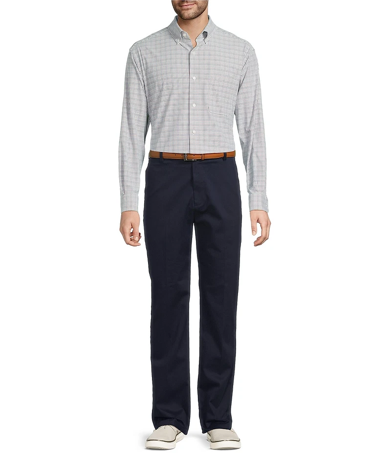 Roundtree & Yorke Performance The Traveler Long Sleeve Plaid Twill Sport Shirt