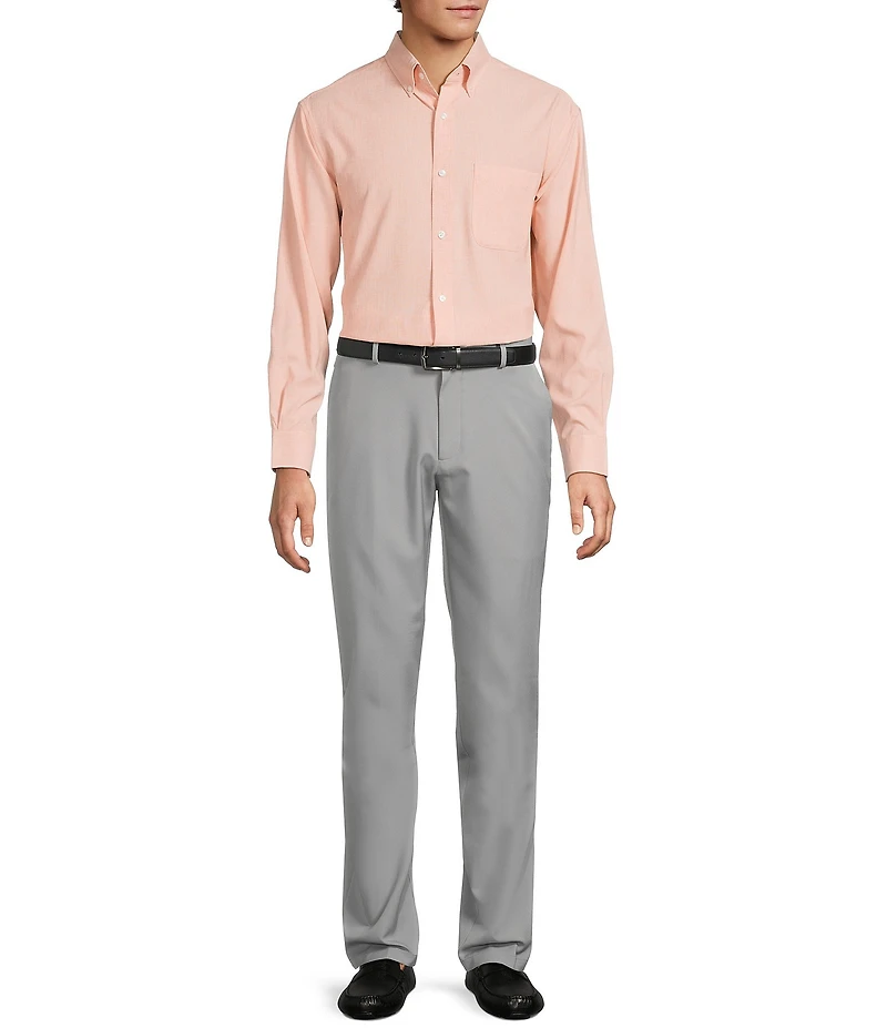 Roundtree & Yorke Performance The Traveler Long Sleeve Solid Chambray Sport Shirt