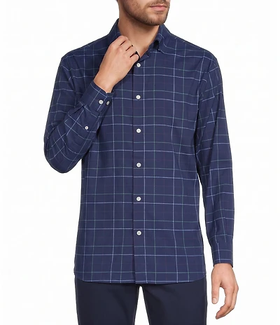 Roundtree & Yorke Performance The Traveler Windowpane Plaid Sport Shirt