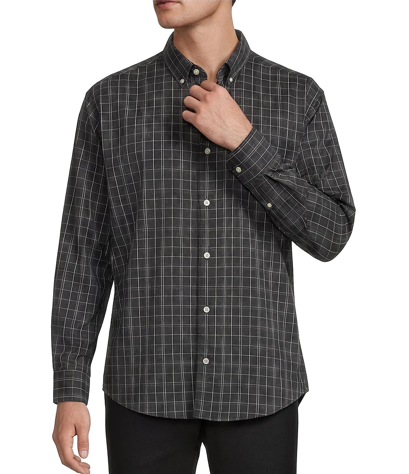 Roundtree & Yorke Performance Twill Large Plaid Sport Shirt