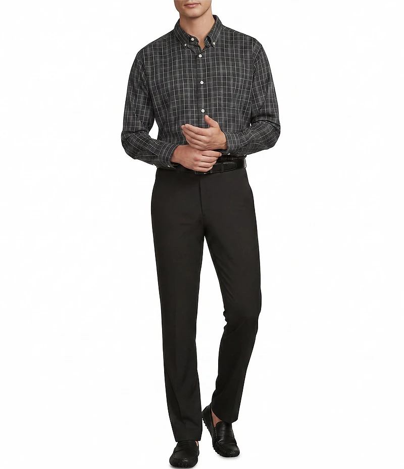 Roundtree & Yorke Performance Twill Large Plaid Sport Shirt
