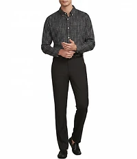 Roundtree & Yorke Performance Twill Large Plaid Sport Shirt