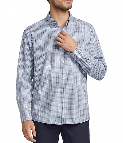 Roundtree & Yorke Performance Twill Mini Plaid Sport Shirt