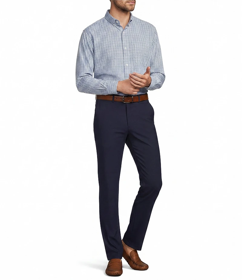 Roundtree & Yorke Performance Twill Mini Plaid Sport Shirt