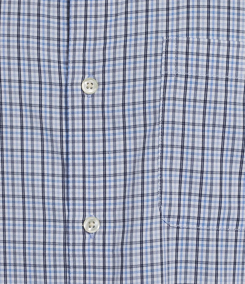 Roundtree & Yorke Performance Twill Mini Plaid Sport Shirt