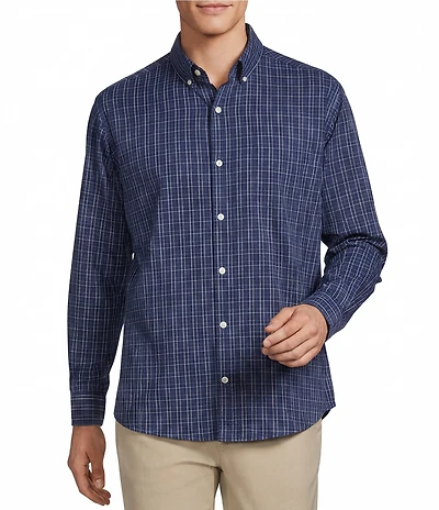 Roundtree & Yorke Performance Twill Small Plaid Sport Shirt