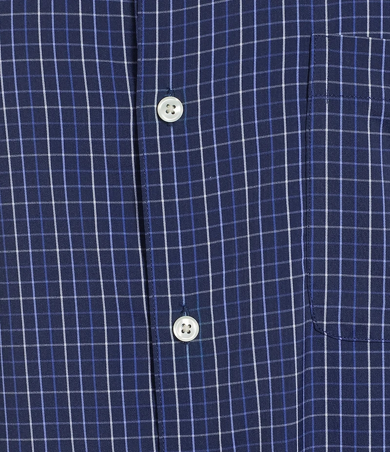 Roundtree & Yorke Performance Twill Small Plaid Sport Shirt