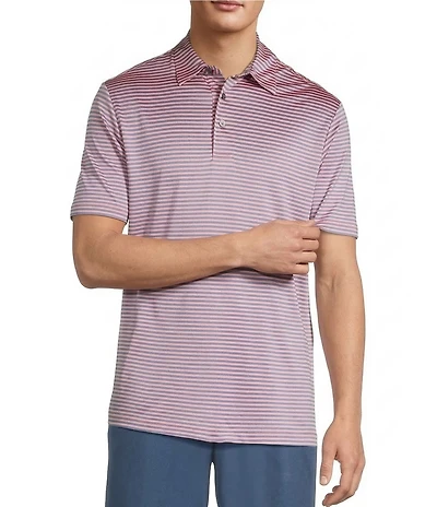 Roundtree & Yorke Performance Two Color Stripe Polo Shirt