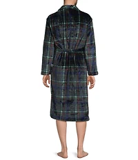 Roundtree & Yorke Printed Long Sleeve Shawl Collar Plush Robe