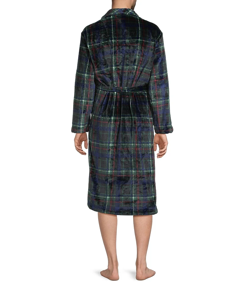 Roundtree & Yorke Printed Long Sleeve Shawl Collar Plush Robe