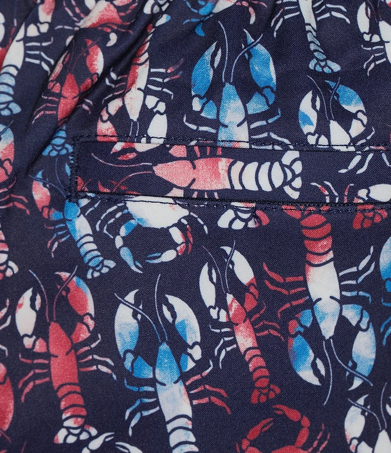 Roundtree & Yorke Red, White, & Blue Americana Lobster 7#double; Inseam Swim Trunks