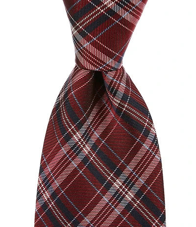 Roundtree & Yorke Repetitive Plaid 3 3/8#double; Woven Silk Tie